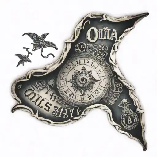 Ouija board letters tattoo design idea