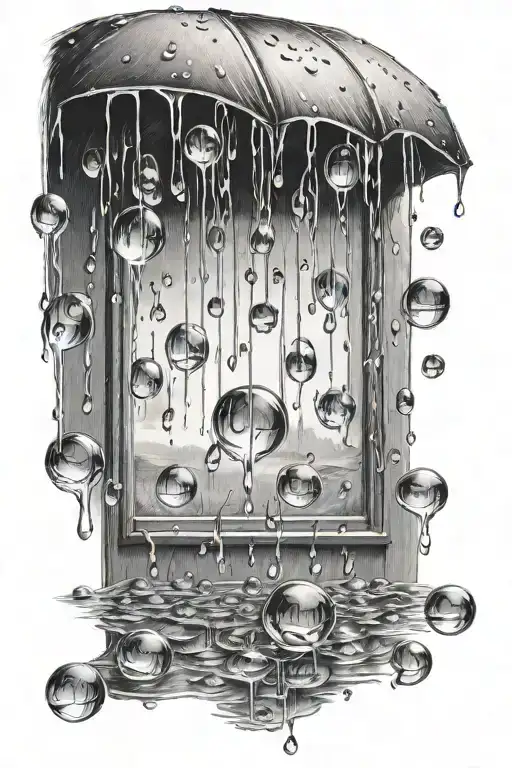 only falling rain drops tattoo design idea