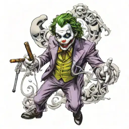 "ultra realistic" Joker cane throws playing tattoo design idea