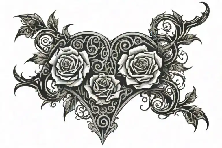 tribal tattoo chest under breast roses tattoo design idea