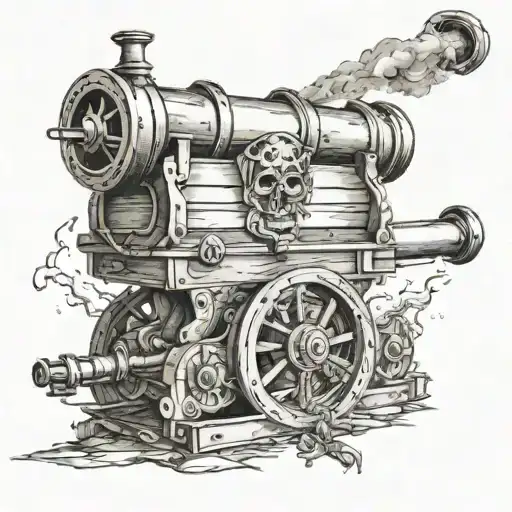 pirate cannon shooting tattoo design idea