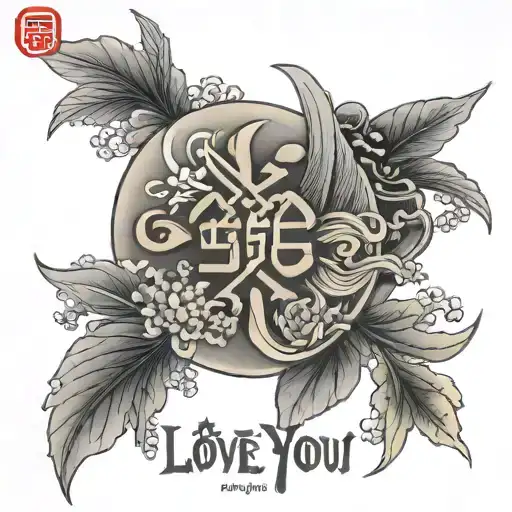 japanese symbols " love you " written tattoo design idea