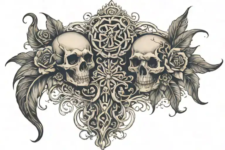 tribal tattoo under breast skulls and roses tattoo design idea