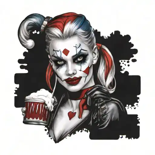 "ultra-realistic" harley quinn CLUB tattoo design idea