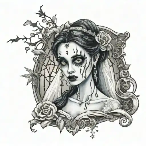 Emily Corpse Bride wielding  tattoo design idea