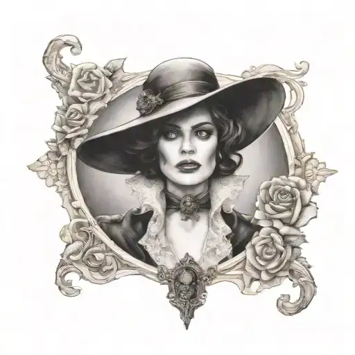 lady Dimitrescu resident evil tattoo design idea