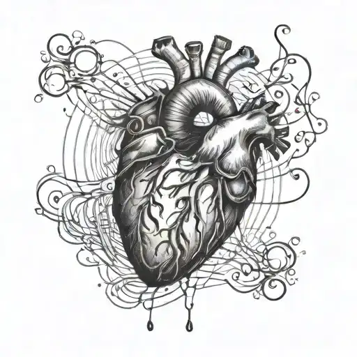 heart beat line drawing tattoo design idea