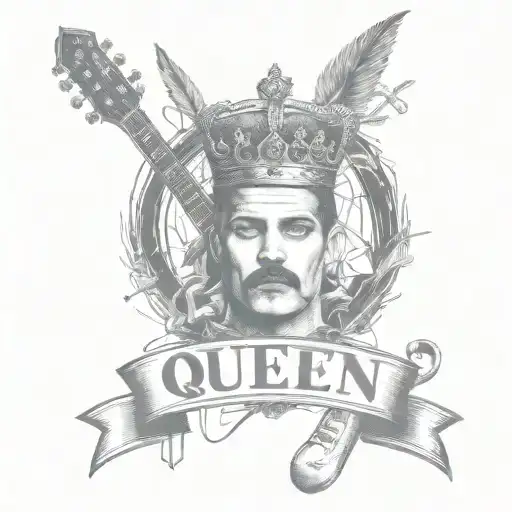 Queen logo rock band tattoo  Music notes Freddie Mercury  tattoo design idea