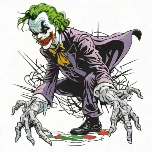 "ultra realistic" Joker cane throws playing tattoo design idea