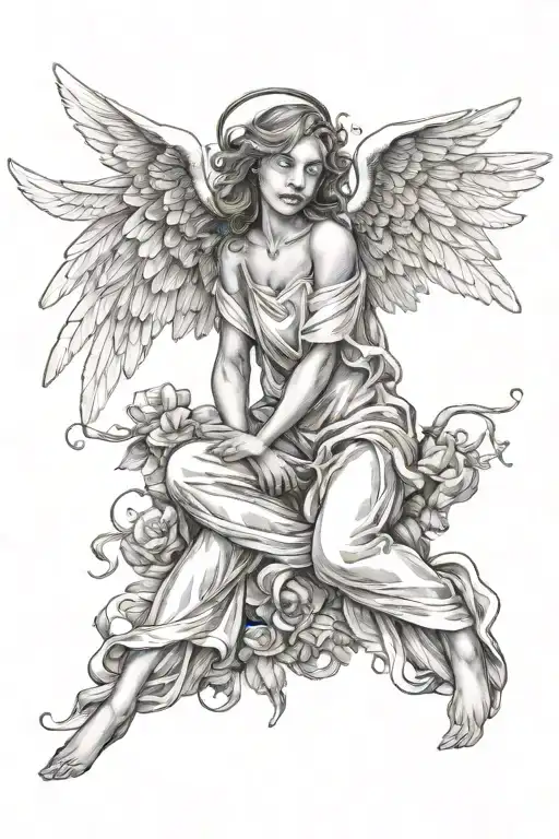 ultra realistic love angel In Dream Caused By The Flight Tattoo tattoo design idea