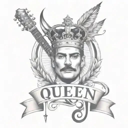 Queen logo rock band tattoo  Music notes Freddie Mercury  tattoo design idea