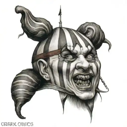Realism "Ultra-realistic horror cirkus tent"  tattoo design idea