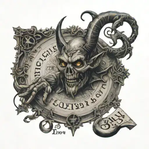 Ouija board with a demon tattoo design idea