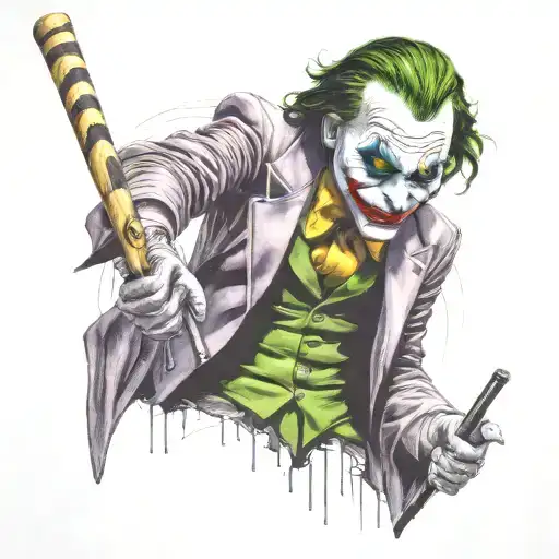 "ultra realistic" Joker cane throws playing tattoo design idea
