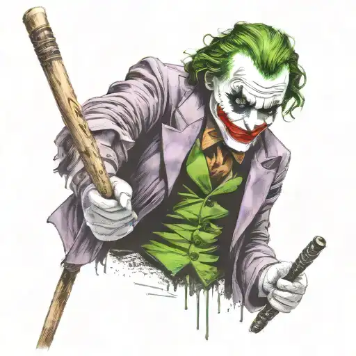 "ultra realistic" Joker cane throws playing tattoo design idea