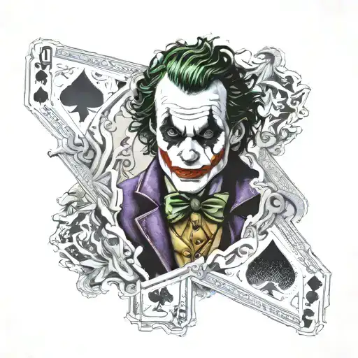 "ultra-realistic" joker playing card tattoo design idea