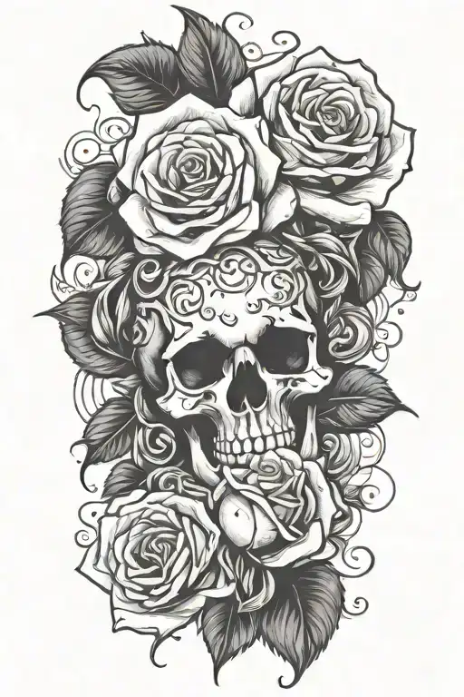 Roses,skulls tattoo design idea