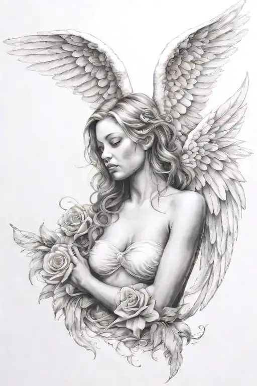 ultra realistic love angel In Dream Caused By The Flight Tattoo tattoo design idea