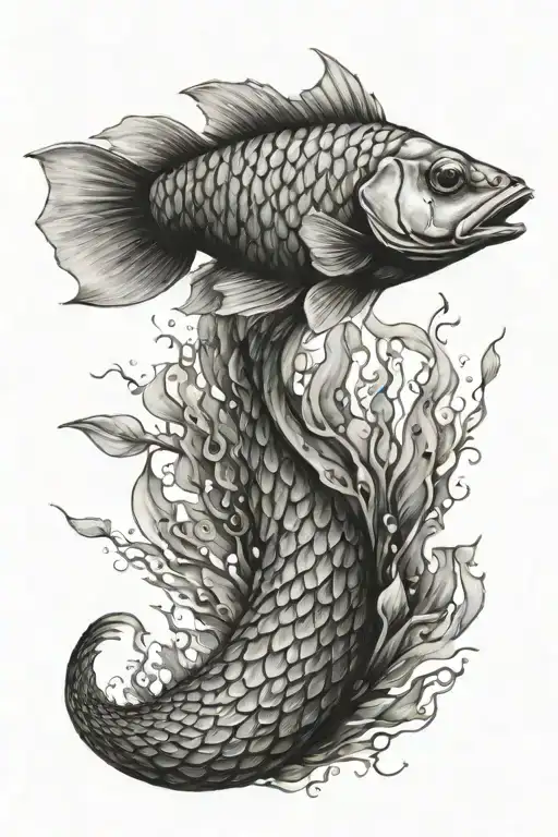 fish scales legs tattoo design idea
