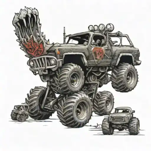 monster truck tattoo design idea