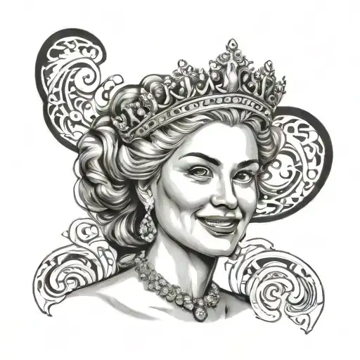 Young queen smiling black back ground  tattoo design idea