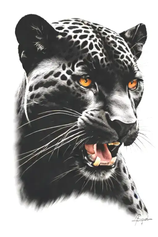 black jaguar with red eyes looking right side tattoo design idea