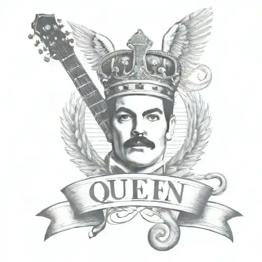 Queen logo rock band tattoo  Music notes Freddie Mercury  tattoo design idea