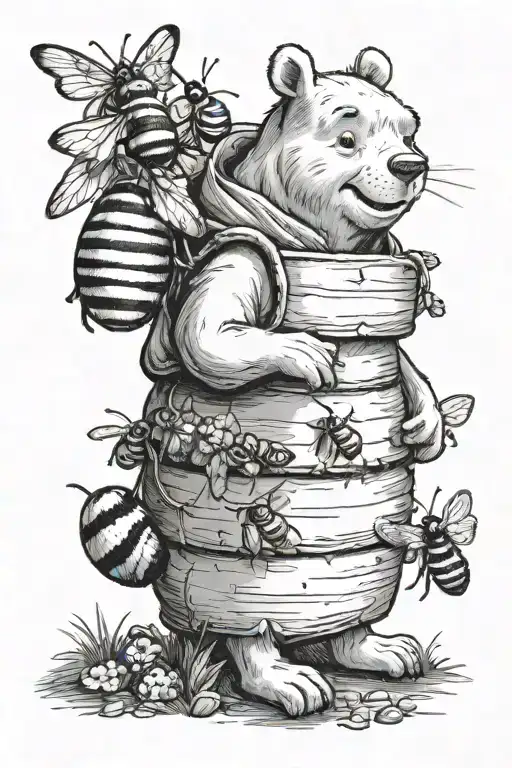 winnie the pooh only  bees   tattoo design idea