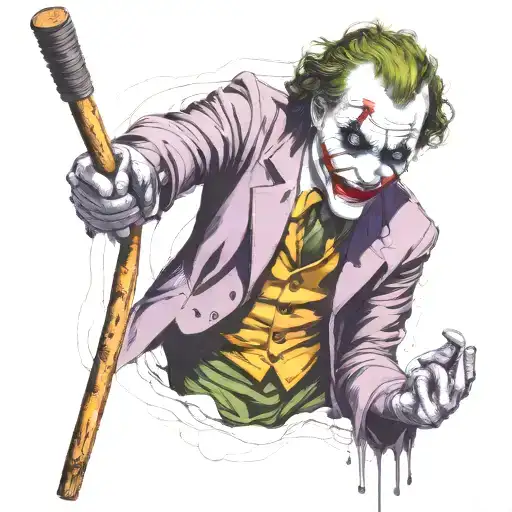 "ultra realistic" Joker cane throws playing tattoo design idea