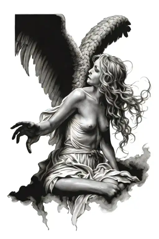 ultra realistic love angel In Dream Caused By The Flight Tattoo tattoo design idea