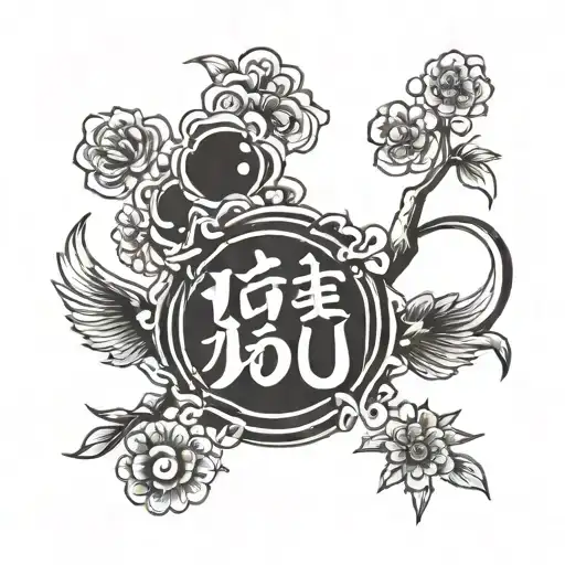 japanese symbols " love you " written tattoo design idea