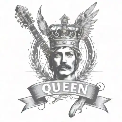 Queen logo rock band tattoo  Music notes Freddie Mercury  tattoo design idea
