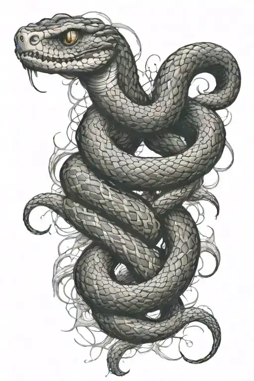 snake wrapping tattoo design idea