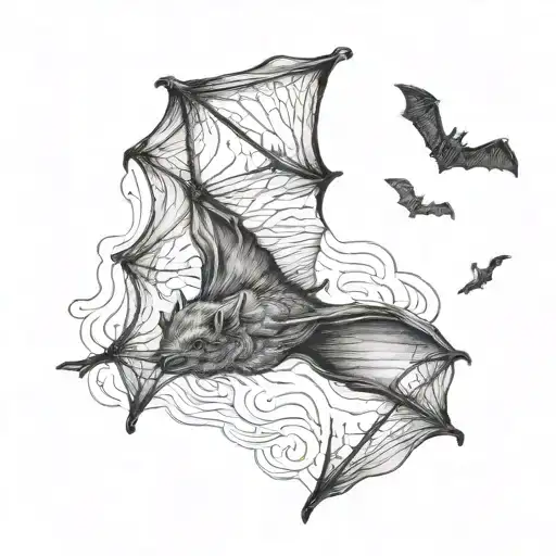   bats flying across tattoo design idea