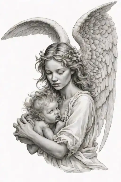 ultra realistic love angel In Dream Caused By The Flight Tattoo tattoo design idea