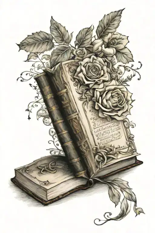 poem written in elegant book tattoo design idea