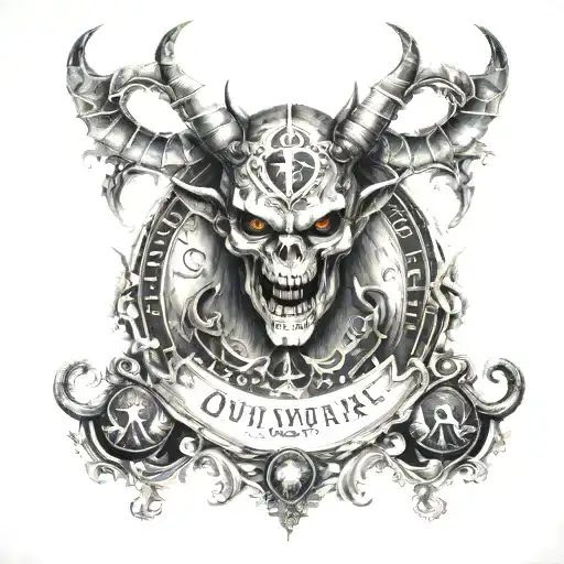 Ouija board with a demon tattoo design idea