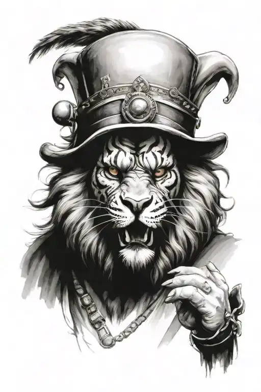 Realism "Ultra-realistic cirkus horror leo"  tattoo design idea
