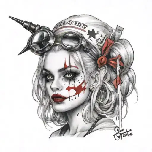 "ultra-realistic" clubb harley quinns tattoo design idea