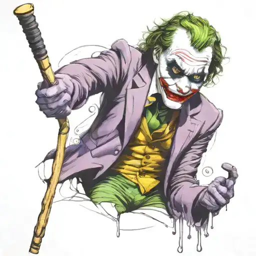 "ultra realistic" Joker cane throws playing tattoo design idea