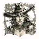 Resident evil lady Dimitrescu with big hat tattoo design idea