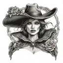 Resident evil lady Dimitrescu with big hat tattoo design idea