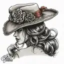 Resident evil lady Dimitrescu with big hat tattoo design idea