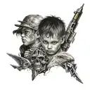 3 evild bad kids tattoo design idea