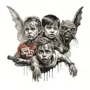 3 evild bad kids tattoo design idea