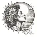 woman kissing the sun tattoo tattoo design idea