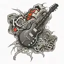 The rollings stones rock band logo incorporating elements electric guitar tattoo design idea