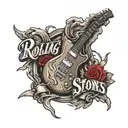 The rollings stones rock band logo incorporating elements electric guitar tattoo design idea