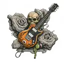 The rollings stones rock band logo incorporating elements electric guitar tattoo design idea
