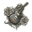 The rollings stones rock band logo incorporating elements electric guitar tattoo design idea